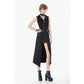 Dark in Love Punk Layered Pocket Cutout Belted Long Skirt