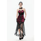 Dark in Love Crimson Queen Lace High-Low Goth Skirt in Burgundy & Black