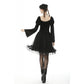 Dark in Love Melisandre Embroidered Velvet Mesh Goth Skirt in Black