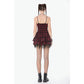 Dark in Love Red-Black Plaid Leather Layered Punk Sweetcore Dress