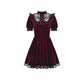 Dark in Love Ophelia Lace Collar Burgundy Velvet Goth Dress