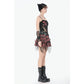 Dark in Love Punk Black and Tartan Cross Strap Nevida Top