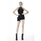 Dark in Love Enyo Mesh Strap Goth Halter Top in Black