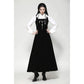 Dark in Love Lux Black Velvet Horn Embroidery Maxi Dress