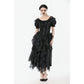 Dark in Love Seraphina Ruched Puff Sleeve Corset Top in Black