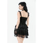 Dark in Love Nocturne Ruffled Velvet Lace Goth Dress in Black
