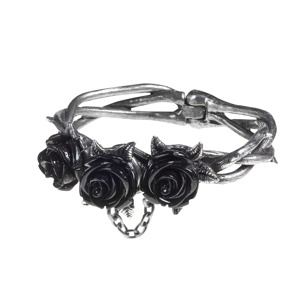 Alchemy Gothic Wild Black Rose Bracelet/Bangle (A125)