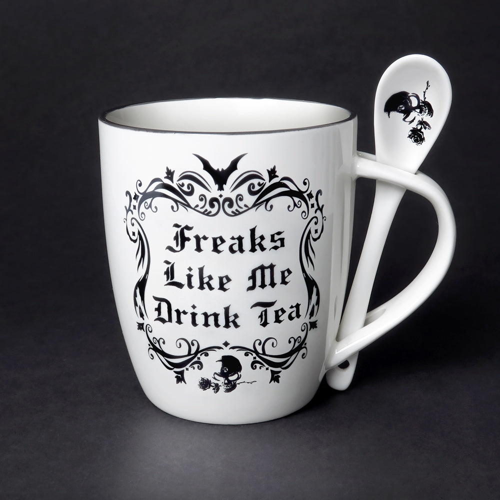Alchemy Gothic Freaks Like Me Drink Tea, Mug & Spoon Set (ALMUG19)