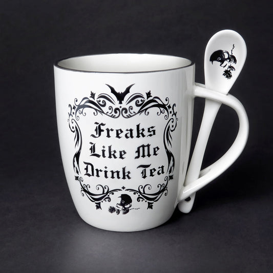 Alchemy Gothic Freaks Like Me Drink Tea, Mug & Spoon Set (ALMUG19)