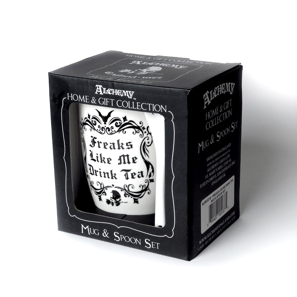 Alchemy Gothic Freaks Like Me Drink Tea, Mug & Spoon Set (ALMUG19)