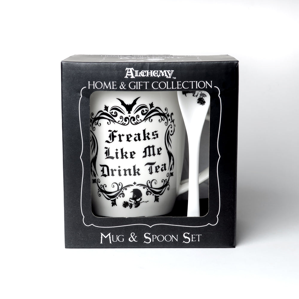 Alchemy Gothic Freaks Like Me Drink Tea, Mug & Spoon Set (ALMUG19)