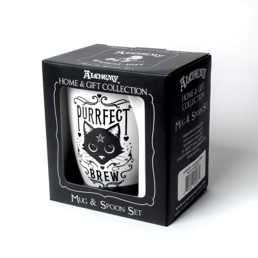 Alchemy Gothic Purrfect Brew, Mug & Spoon Set (ALMUG20)