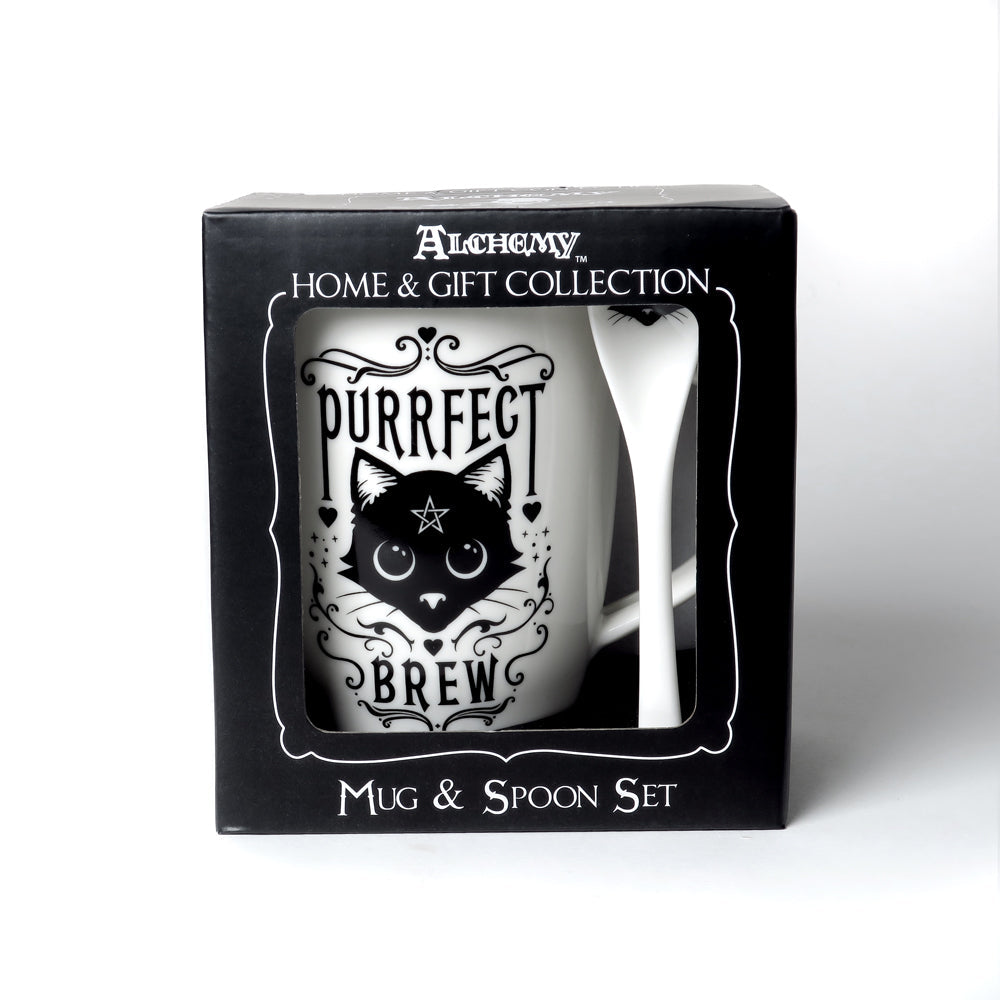 Alchemy Gothic Purrfect Brew, Mug & Spoon Set (ALMUG20)