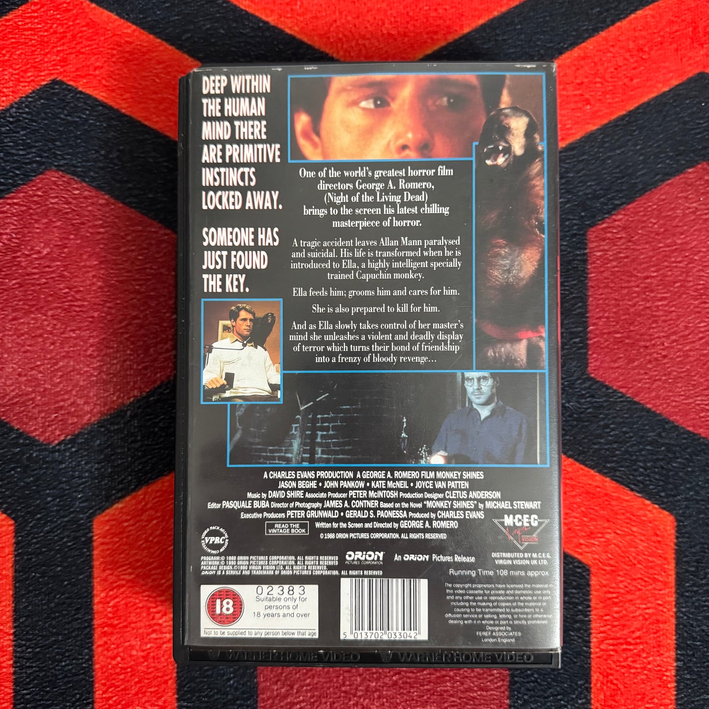 Monkey Shines Ex Rental VHS Video (1988) VOR030