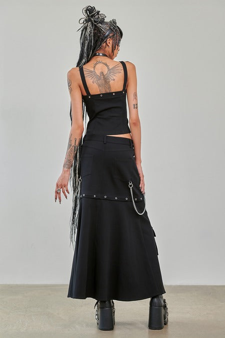 Banned Apparel Gothic Cargo Skirt Black Zip Off Punk Style