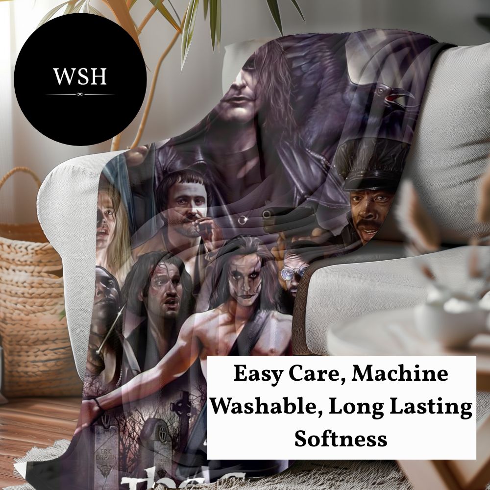 Horror Movie Blanket - Crow Montage Blanket - Luxury Twin / Double Velveteen Fleece Blanket