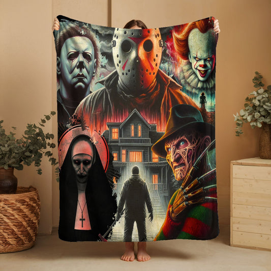 Horror Movie Blanket - Don't Have Nightmares Blanket - Luxury Twin / Double Velveteen Fleece Blanket