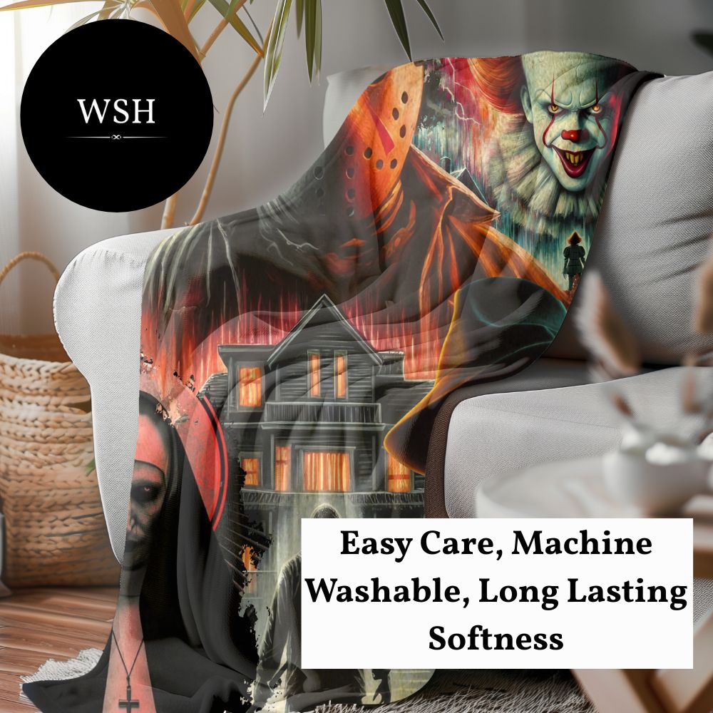 Horror Movie Blanket - Don't Have Nightmares Blanket - Luxury Twin / Double Velveteen Fleece Blanket