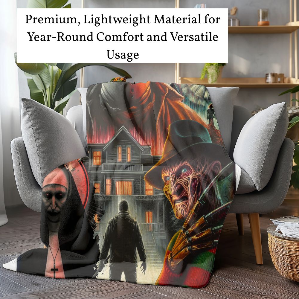 Horror Movie Blanket - Don't Have Nightmares Blanket - Luxury Twin / Double Velveteen Fleece Blanket