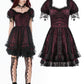 Dark in Love Burgundy & Black Lace Princess Dress with Stars Lace
