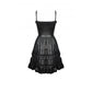 Dark In Love Goth Womenswear Ariella Strap Dress in Black Faux Leather with Ruffles