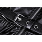 Dark In Love Goth Womenswear Ariella Strap Dress in Black Faux Leather with Ruffles
