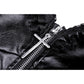 Dark In Love Goth Womenswear Ariella Strap Dress in Black Faux Leather with Ruffles
