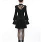 Dark In Love Avina Black Velvet Dress - Gothic Lace Neckline Long Sleeve Dress