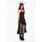 Dark in Love Belladonna Burgundy Brocade and Lace Dress