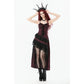 Dark in Love Belladonna Burgundy Brocade and Lace Dress