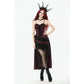 Dark in Love Belladonna Burgundy Brocade and Lace Dress