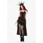 Dark in Love Belladonna Burgundy Brocade and Lace Dress