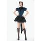 Dark in Love Dark Academia Striped Puff-Sleeve Blouse