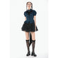 Dark in Love Dark Academia Striped Puff-Sleeve Blouse