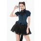 Dark in Love Dark Academia Striped Puff-Sleeve Blouse