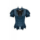 Dark in Love Dark Academia Striped Puff-Sleeve Blouse