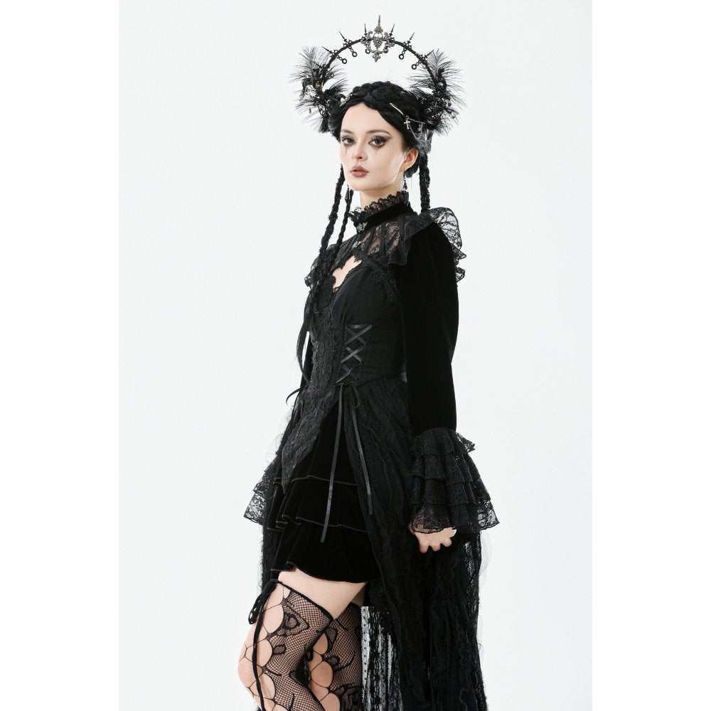 Dark in Love Erzebeth Gothic Bolero Shrug - Black Lace Victorian Bell Sleeve