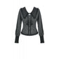 Dark in Love Gothic Peter Pan Collar Lace Shirt - Dark Academia Striped Cotton