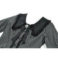 Dark in Love Gothic Peter Pan Collar Lace Shirt - Dark Academia Striped Cotton