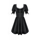 Dark in Love Gothic Lace Square-Neck Puff Sleeve Dress