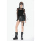 Dark in Love Punk Mesh Hollow-Out Hooded Mesh Top