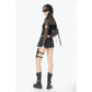 Dark in Love Punk Mesh Hollow-Out Hooded Mesh Top