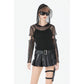 Dark in Love Punk Mesh Hollow-Out Hooded Mesh Top