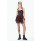 Dark in Love Red-Black Plaid Leather Layered Punk Sweetcore Dress