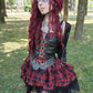 Dark in Love Red-Black Plaid Leather Layered Punk Sweetcore Dress