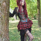 Dark in Love Red-Black Plaid Leather Layered Punk Sweetcore Dress