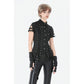 Dark in Love Ruptured Lace-Up Goth Shirt - D-Ring Hardware & Handkerchief Hem