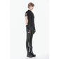 Dark in Love Ruptured Lace-Up Goth Shirt - D-Ring Hardware & Handkerchief Hem