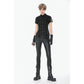 Dark in Love Ruptured Lace-Up Goth Shirt - D-Ring Hardware & Handkerchief Hem