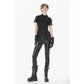 Dark in Love Ruptured Lace-Up Goth Shirt - D-Ring Hardware & Handkerchief Hem